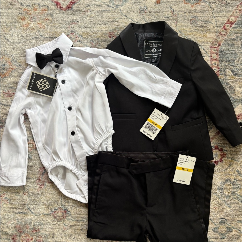 Andy & Evan Black and White Baby Formal Set